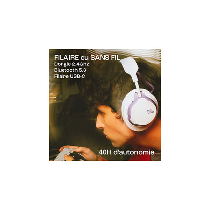 Casque gamer JBL Quantum 650 Blanc Orange