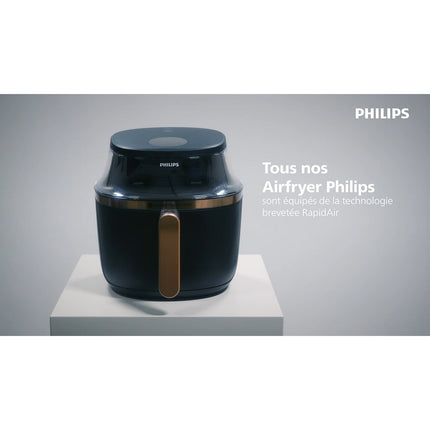 Airfryer PHILIPS NA352/00 Friteuse sans huile double panier Noir/Doré, Série 3000 9L (3+6L)