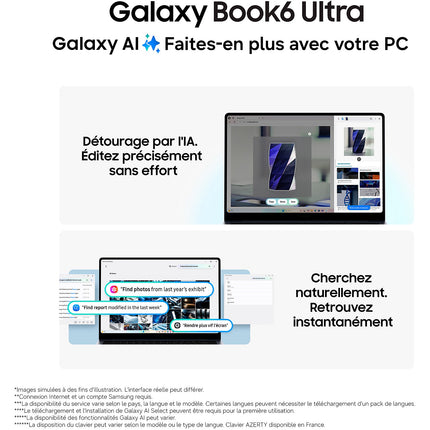 Ordinateur portable SAMSUNG Galaxy Book6 Ultra AI 16" Tactile - Intel Core Ultra 7 - Nvidia RTX 5070 - 32 Go RAM - SSD 1 To