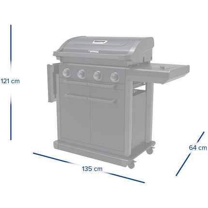 Barbecue gaz CAMPINGAZ Onyx 4S noir 4 brûleurs sur chariot, 72x46 cm