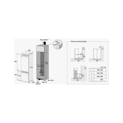 Réfrigérateur combiné encastrable SAMSUNG BRB80F26ADS0