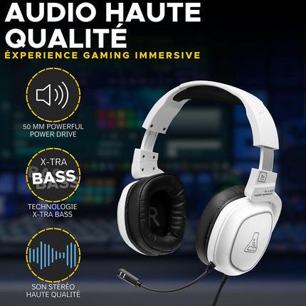 Casque gamer THE G-LAB KORP BARIUM Blanc