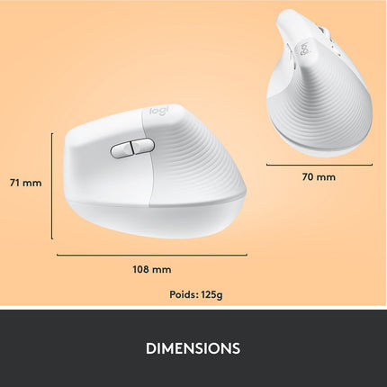 Souris sans fil LOGITECH Lift Ergonomique Silencieuse Graphite