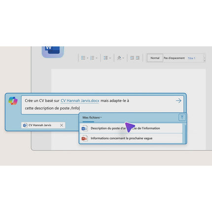 Logiciel de bureautique MICROSOFT M365 Personnel avec IA Copilot