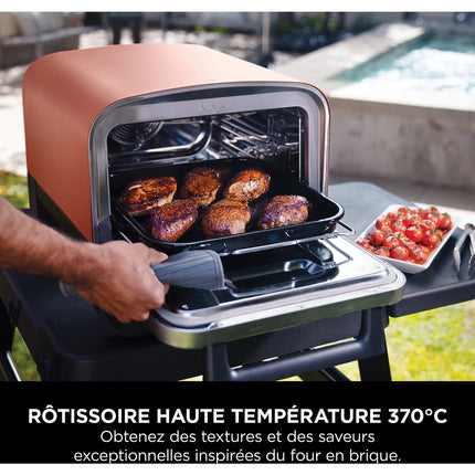 Four à pizza électrique NINJA Woodfire OO101EU orange inox, 1 pizza 30 cm, préchauffage 15 min, jusqu'à 370°C