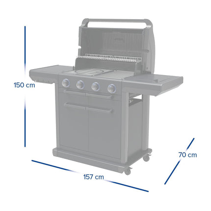 Barbecue gaz CAMPINGAZ Onyx 4S noir 4 brûleurs sur chariot, 72x46 cm