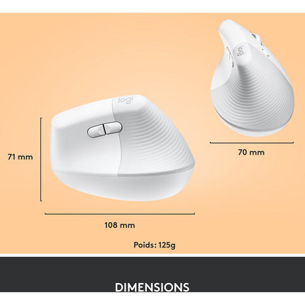 Souris sans fil LOGITECH Lift Ergonomique Silencieuse Graphite