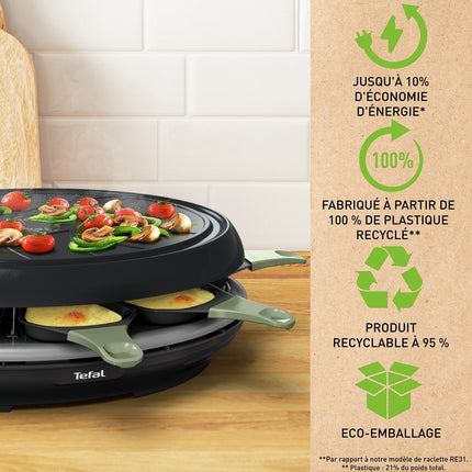 Raclette TEFAL RE31E810 eco 8 coupelles noir