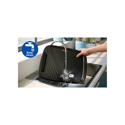 Plancha électrique PHILIPS HD6212/90 couvercle verre à poser, 50x25 cm