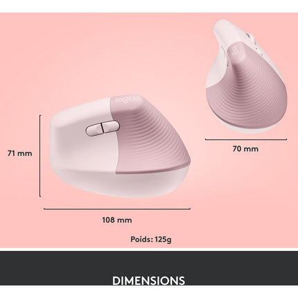 Souris sans fil LOGITECH Lift Ergonomique Silencieuse Graphite