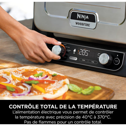 Four à pizza électrique NINJA Woodfire OO101EU orange inox, 1 pizza 30 cm, préchauffage 15 min, jusqu'à 370°C