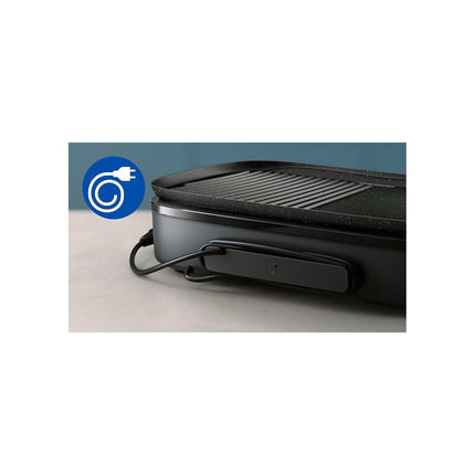 Plancha électrique PHILIPS HD6212/90 couvercle verre à poser, 50x25 cm