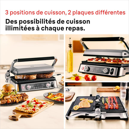 Grille-viande BRAUN CG9160 inox 2 zones de cuissson, plaques amovible, sonde, 37x23 cm