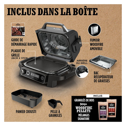 Barbecue électrique NINJA Woodfire OG701EU à poser, 33x28 cm