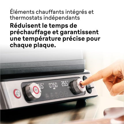 Grille-viande BRAUN CG9160 inox 2 zones de cuissson, plaques amovible, sonde, 37x23 cm