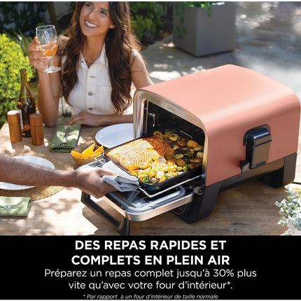 Four à pizza électrique NINJA Woodfire OO101EU orange inox, 1 pizza 30 cm, préchauffage 15 min, jusqu'à 370°C