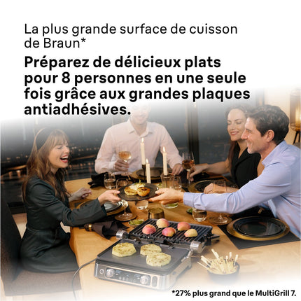 Grille-viande BRAUN CG9160 inox 2 zones de cuissson, plaques amovible, sonde, 37x23 cm