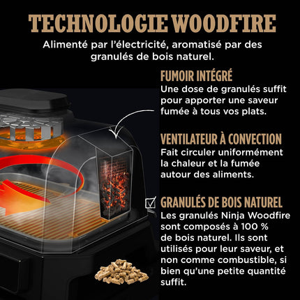 Barbecue électrique NINJA OG901EU Woodfire pro connect à poser, 44.5x26.5 cm