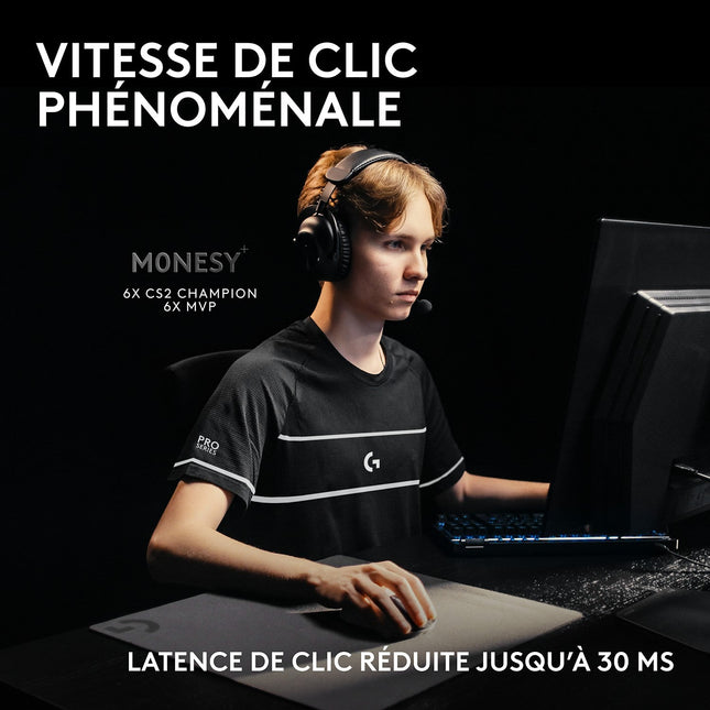 Souris Gamer Sans Fil LOGITECH PRO X2 SUPERSTRIKE LUNAR ECLIPSE