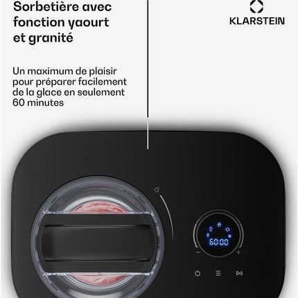 Turbine à glace KLARSTEIN Machine à glace 1L 100W Noir FrostFusion