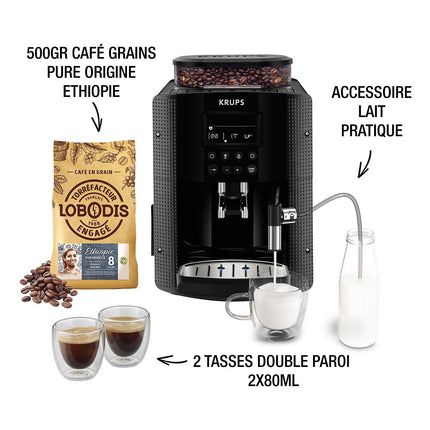 Expresso Broyeur KRUPS pack EA8168F2 + 500g café en grains
