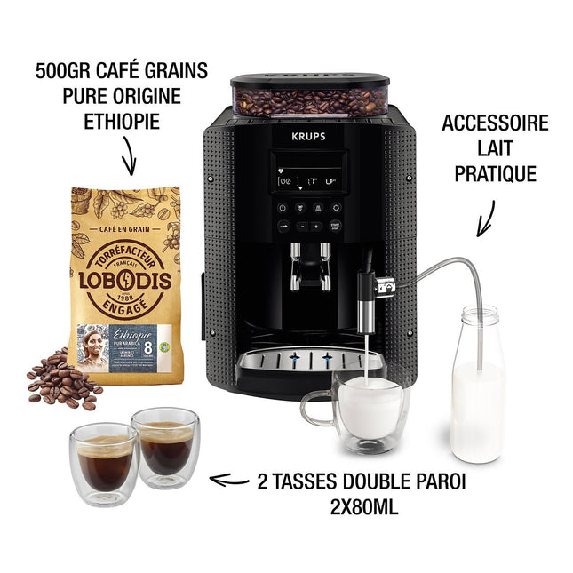 Expresso Broyeur KRUPS pack EA8168F2 + 500g café en grains