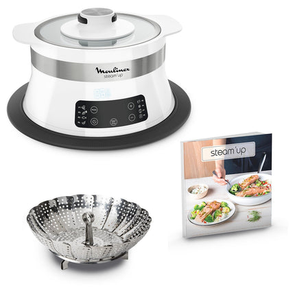 Cuiseur MOULINEX VJ504010R steam up blanc inox 8 programmes automatiques Reconditionné