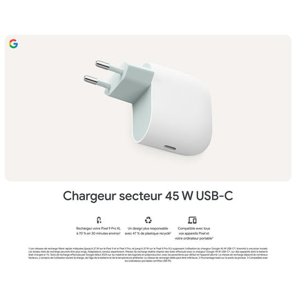 Chargeur GOOGLE USB-C 45W Blanc