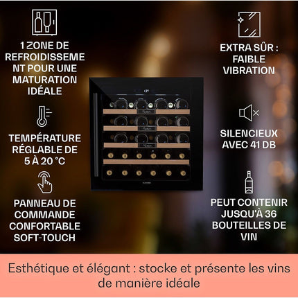 Cave à vin de service KLARSTEIN Vinsider 36 Uno - Noir