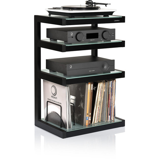Meuble Hifi NORSTONE Vinyle Hi-fi noir satiné verres dépoli