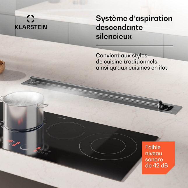 Hotte plan de travail KLARSTEIN Brisa 90 cm 708 m³/h A+ 42 dB Inox