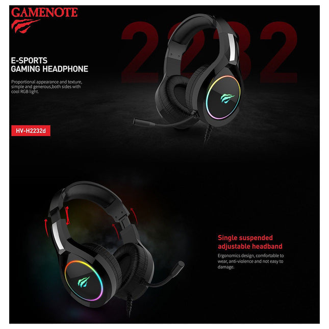 Casque gamer GAMENOTE HV-H2232D RGB pour PC & consoles
