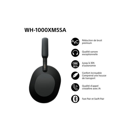 Casque SONY WH-1000XM5SA Noir Etui souple