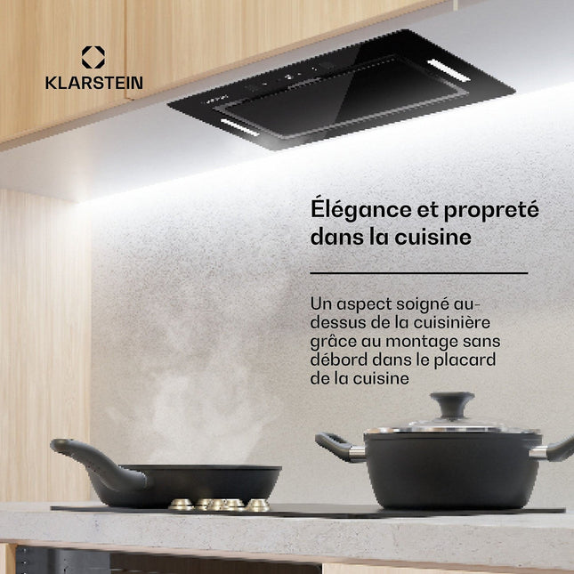 Hotte encastrable KLARSTEIN Hektor Eco 52 cm 466 m³/h verre A++ noir