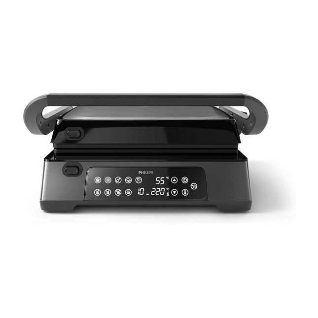 Grille-viande PHILIPS 7000 Series HD6307/70 noir sonde de cuisson, plaques amovibles, à poser, 29x26 cm