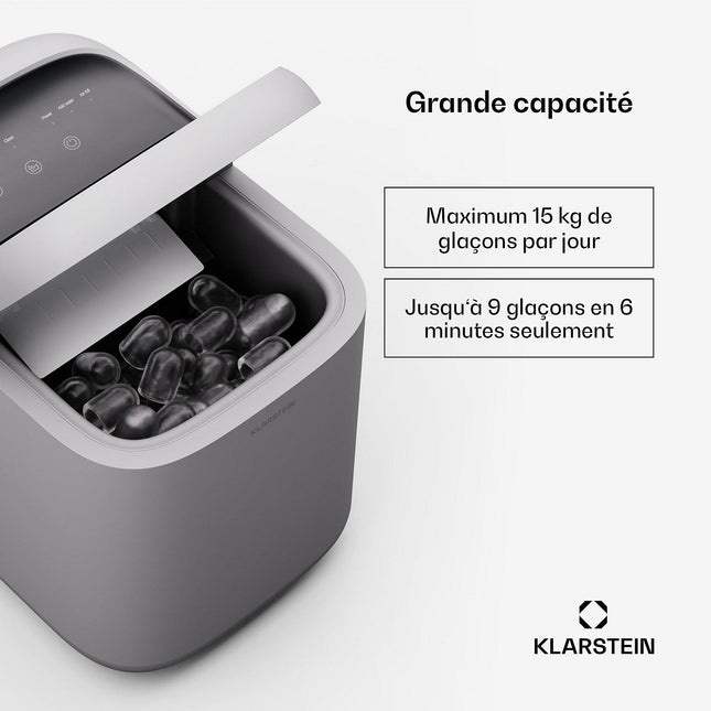Machine à glaçons KLARSTEIN SparkIce 15kg/24h 2 modes auto Blanc
