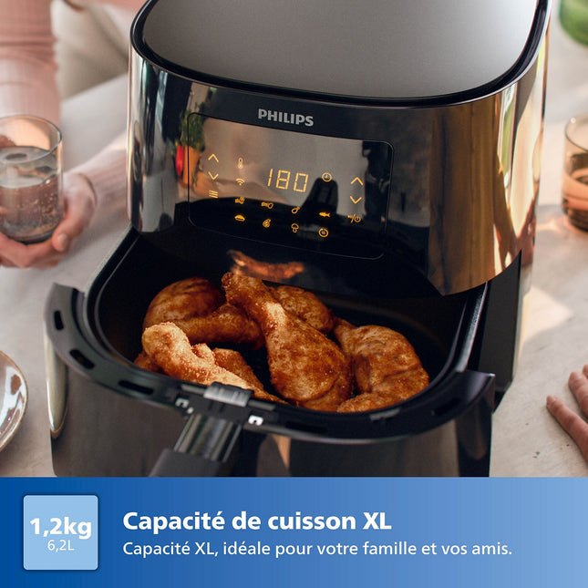 Airfryer PHILIPS HD9280/70 Friteuse sans huile connectée Noir, Série 5000 XL 6.2L