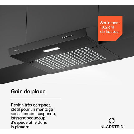 Hotte casquette KLARSTEIN SlimVent 60 cm 200 m³/h 52 dB LED Noir
