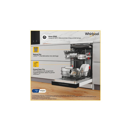 Lave vaisselle 45 cm WHIRLPOOL WSFO3O34PF 6ème Sens