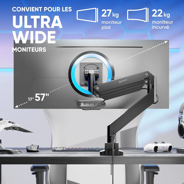 Support écran PC ONKRON Bras Écran PC 17–57", 27 kg, G130-B Noir