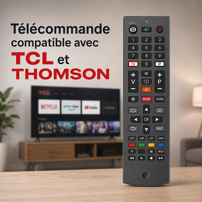 Télécommande ESSENTIELB de remplacement pour TV TCL - Thomson