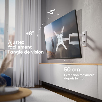 Support mural TV ONKRON 32–65", 35 kg max, Orientable M4-W Blanc
