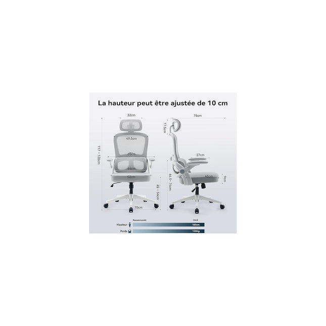 Fauteuil ergonomique SIHOO M102C chaise ergonomique blanc