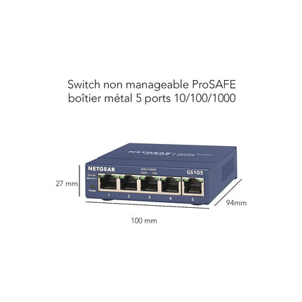 Switch ethernet NETGEAR GS105 Métal 5 Ports - Garantie à vie