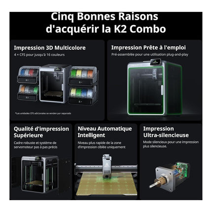 Imprimante 3D CREALITY K2 Combo Imprimante 3D,Multicolore,CFS