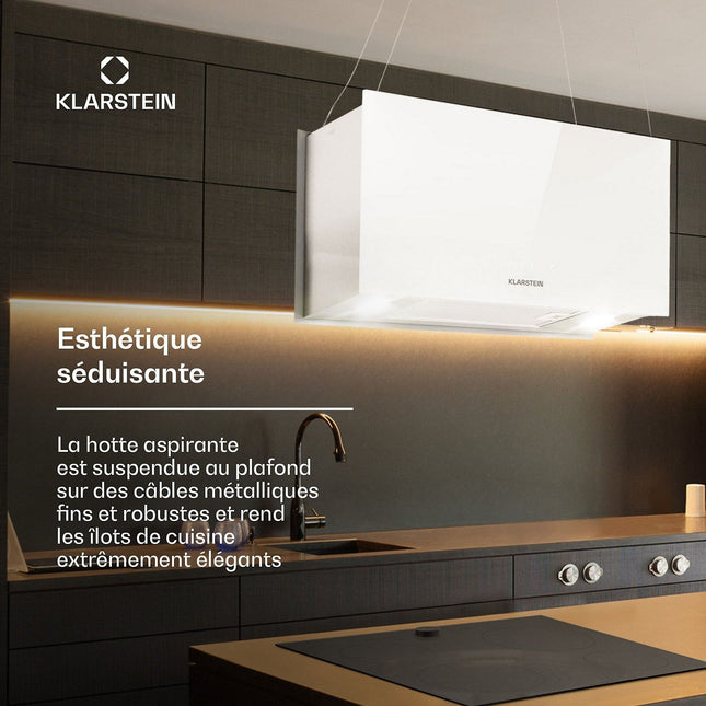 Hotte décorative îlot KLARSTEIN Kronleuchter îlot 60cm 590m³/h LED blanc
