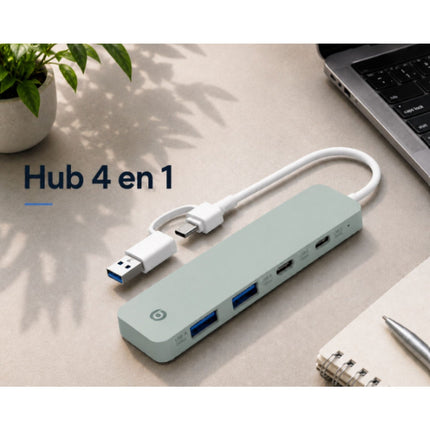 Hub USB C ESSENTIELB 4 en 1 USB C Vert -Vr