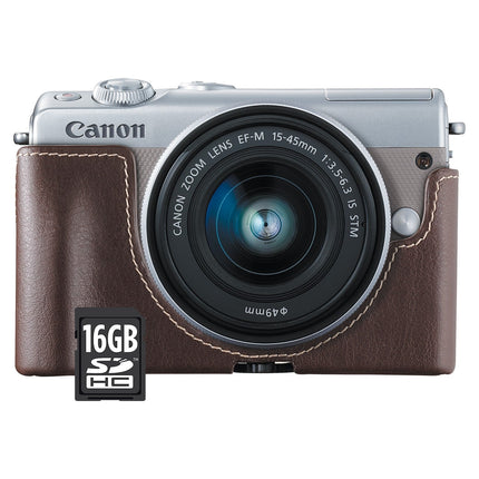 Appareil photo Hybride CANON EOS M100 Gris+15-45mm+Etui+SD 16Go Reconditionné
