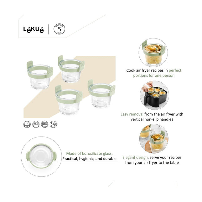 Lot LEKUE x4 mini plat en verre rond pour airfryer