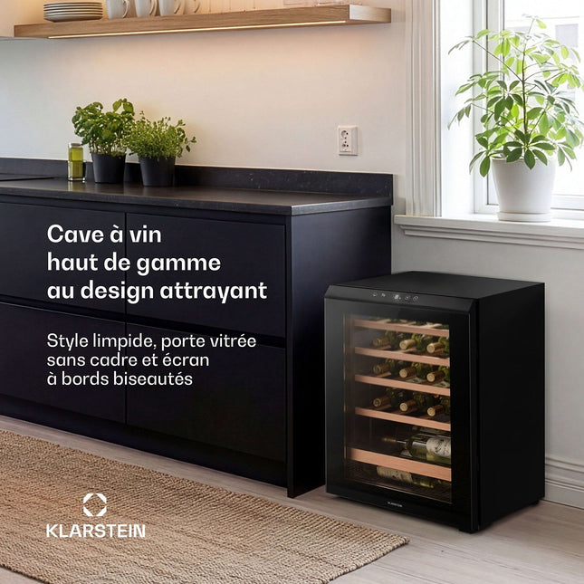 Cave à vin polyvalente KLARSTEIN Bevora 4 clayettes 62L 20 bt 43 cm Noir